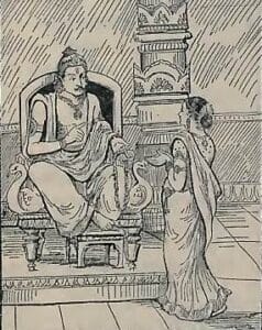 राजा अश्वपति अपनी बेटी सावित्री को अपने लिए एक पति का चयन करने के लिए कहते हैं। (सौजन्य: गीता प्रेस द्वारा हिंदी में महाभारत) राजा अश्वपति अपनी बेटी सावित्री को अपने लिए एक पति का चयन करने के लिए कहते हैं। (सौजन्य: गीता प्रेस द्वारा हिंदी में महाभारत)